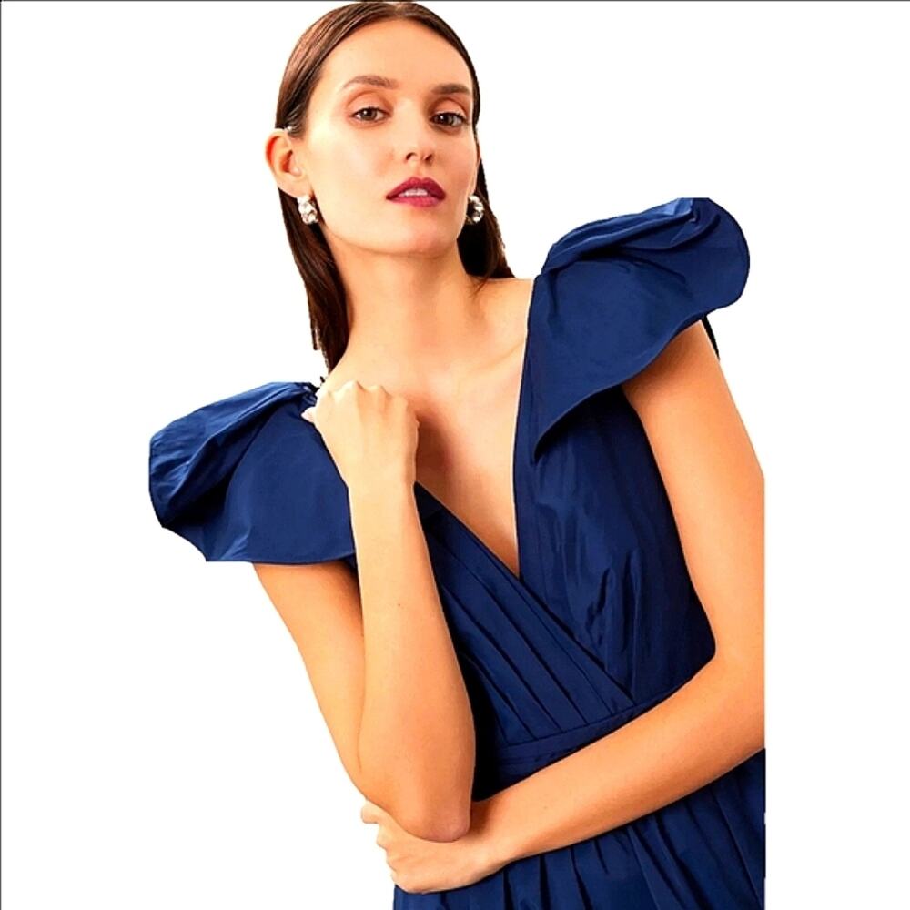 Marchesa Notte Taffeta Ball Gown Navy Blue 6 - Picture 8 of 11
